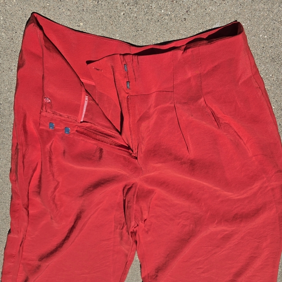 Anthropologie Red Size 10 New Wide Leg Pleated Dress Pants Pockets - Picture 5 of 9